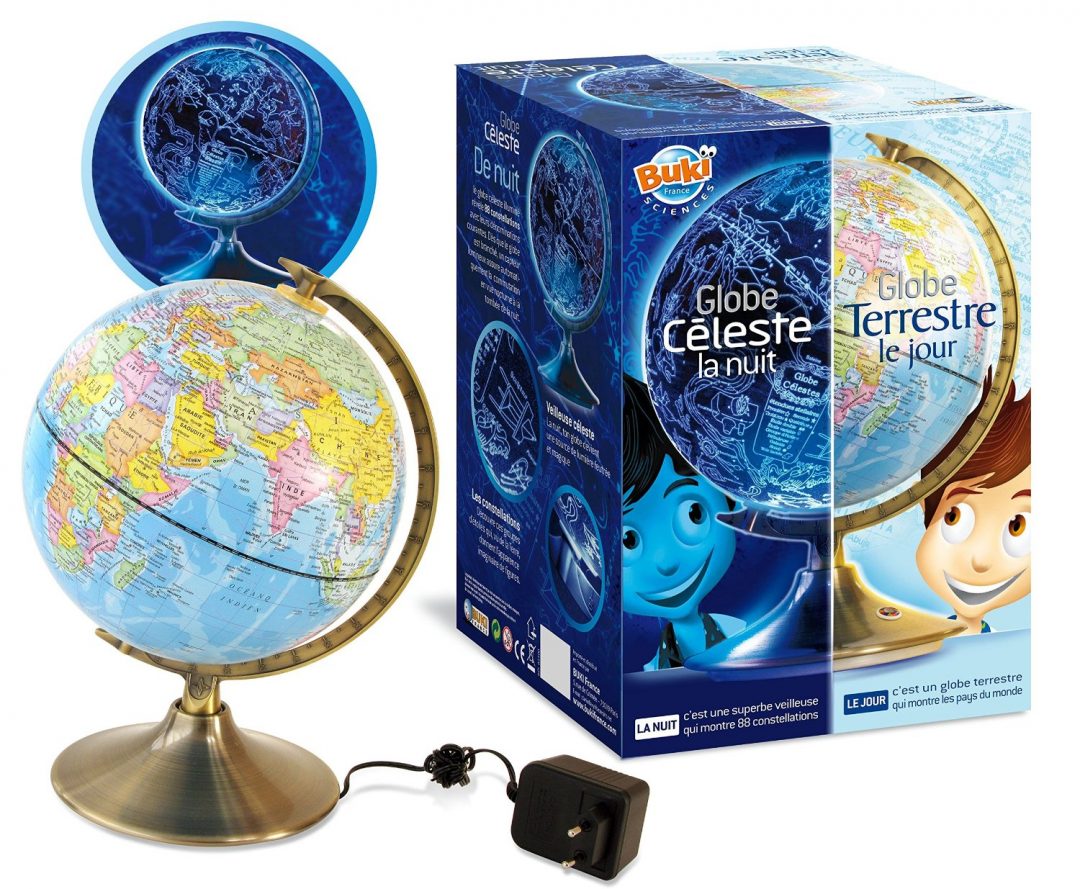 Globo Terráqueo Buki France De 20 Cm – Versión Francés, Base De Plástico Negro Mate, Incluye Folleto Con 130 Fotos, A Partir De 6 Años